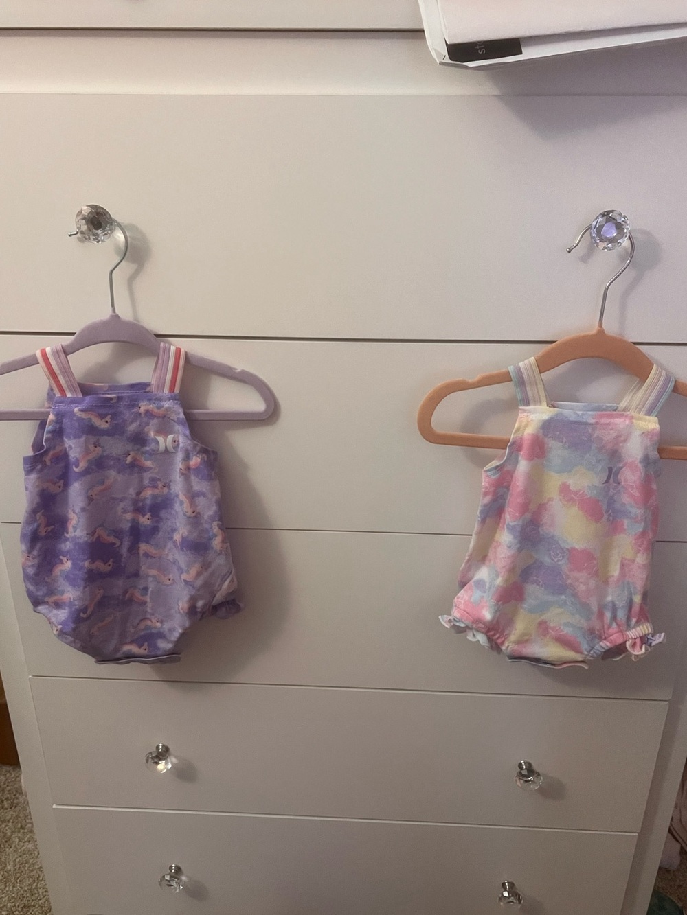 Baby Girls set of two One-Piece Rompers in Purple and Pastel Tie-Dye size 3M